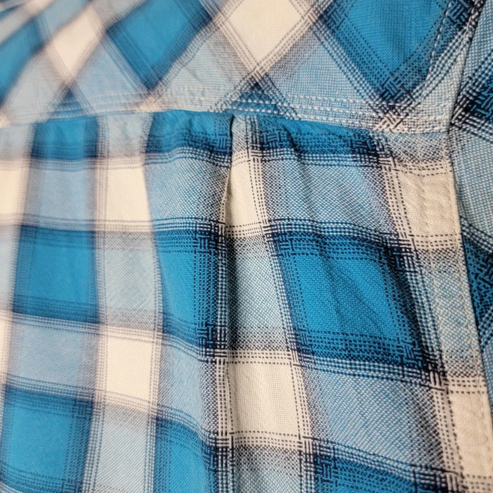 The North Face‎ Mens Blue White Plaid Short Sleeve Cotton Button Down Shirt L